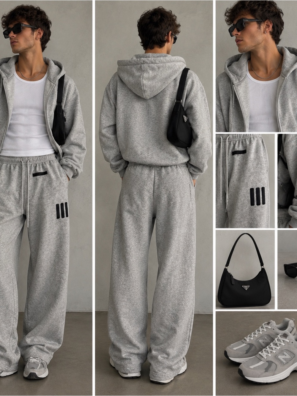 Disney Light Gray Jogger Sweatpants with Black Accents - Men's